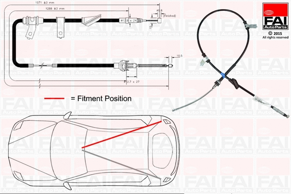 Cable Pull, parking brake (FBC0103)