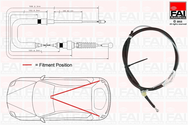 Cable Pull, parking brake (FBC0154)