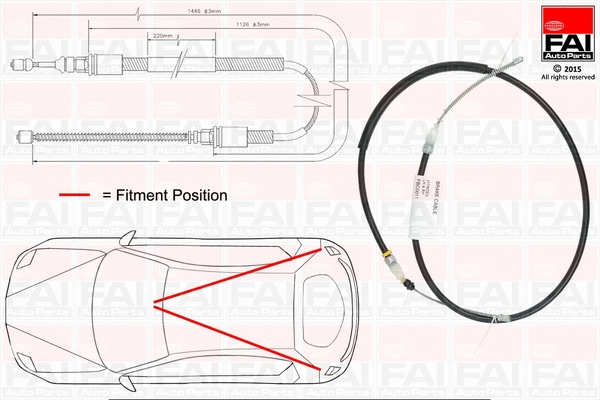 Cable Pull, parking brake (FBC0011)