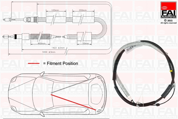 Cable Pull, parking brake (FBC0116)