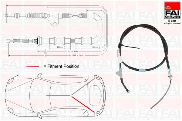 Cable Pull, parking brake (FBC0152)