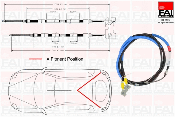 Cable Pull, parking brake (FBC0061)