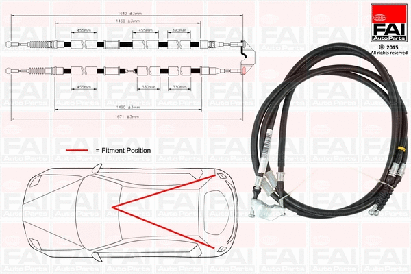 Cable Pull, parking brake (FBC0156)