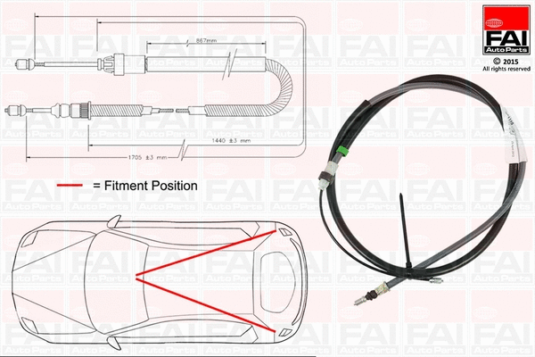 Cable Pull, parking brake (FBC0110)