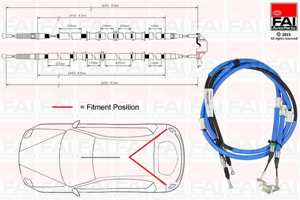 Cable Pull, parking brake (FBC0160)