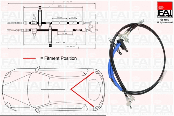 Cable Pull, parking brake (FBC0052)