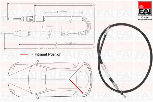 Cable Pull, parking brake (FBC0133)