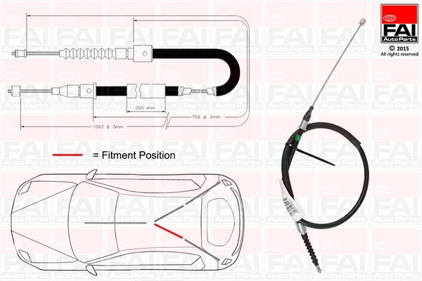 Cable Pull, parking brake (FBC0077)