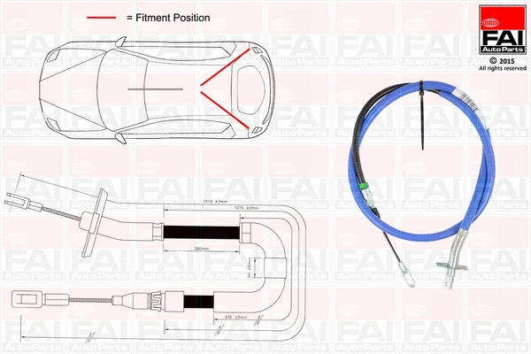 Cable Pull, parking brake (FBC0164)