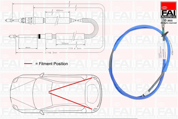 Cable Pull, parking brake (FBC0120)