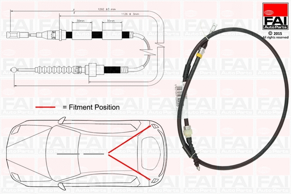Cable Pull, parking brake (FBC0042)