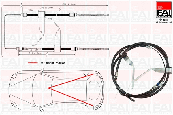 Cable Pull, parking brake (FBC0074)