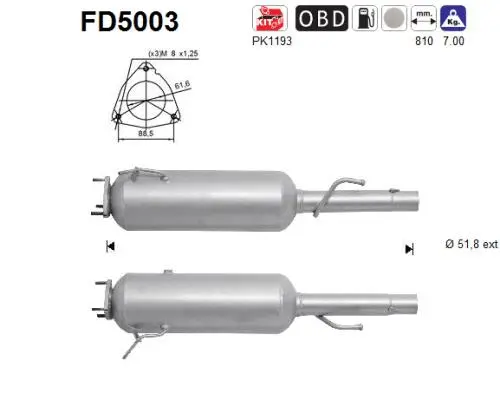 Soot/Particulate Filter, exhaust system (FD5003)