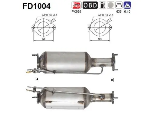 Soot/Particulate Filter, exhaust system (FD1004)