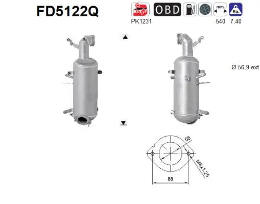 Soot/Particulate Filter, exhaust system (FD5122Q)
