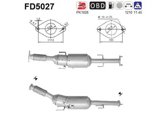 Soot/Particulate Filter, exhaust system (FD5027)