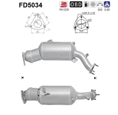 Soot/Particulate Filter, exhaust system (FD5034)