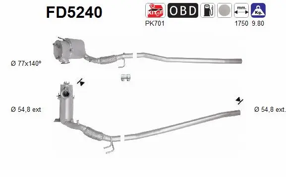 Soot/Particulate Filter, exhaust system (FD5240)