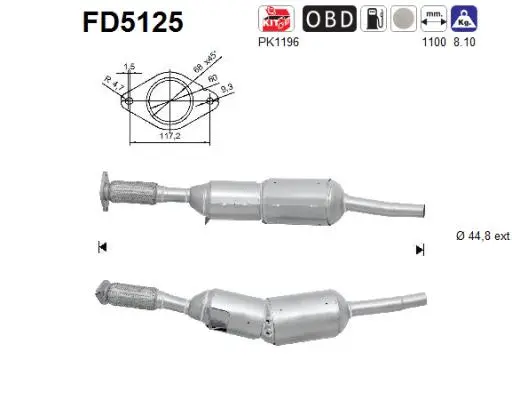 Soot/Particulate Filter, exhaust system (FD5125)