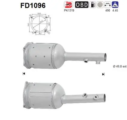 Soot/Particulate Filter, exhaust system (FD1096)