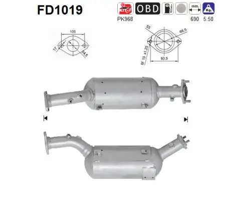 Soot/Particulate Filter, exhaust system (FD1019)