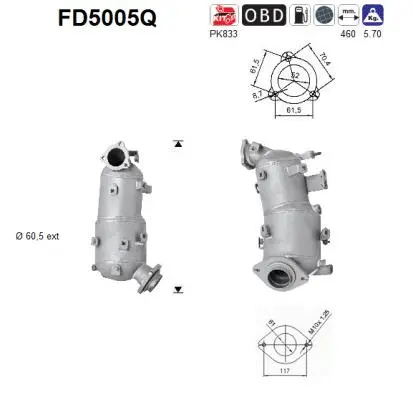 Soot/Particulate Filter, exhaust system (FD5005Q)