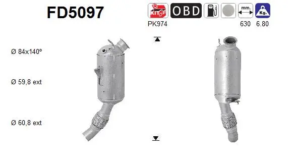 Soot/Particulate Filter, exhaust system (FD5097)