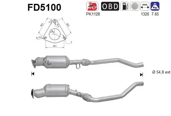 Soot/Particulate Filter, exhaust system (FD5100)