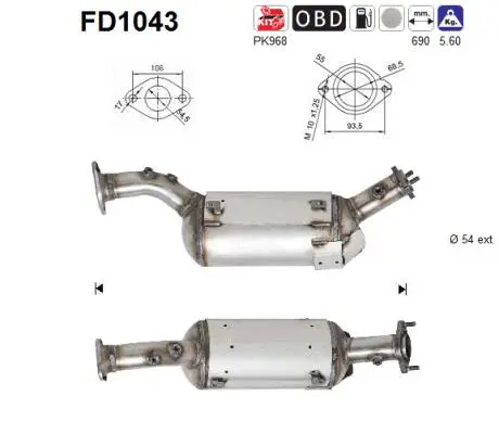 Soot/Particulate Filter, exhaust system (FD1043)