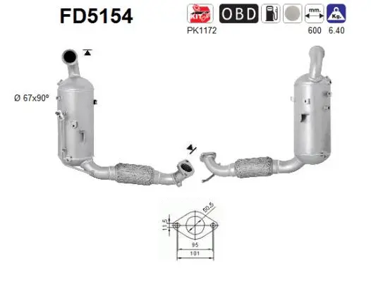 Soot/Particulate Filter, exhaust system (FD5154)