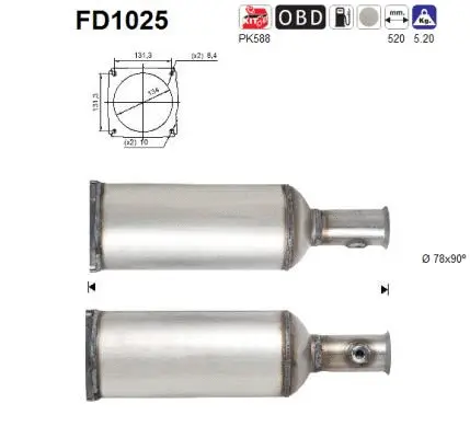 Soot/Particulate Filter, exhaust system (FD1025)
