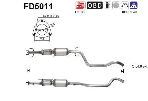 Soot/Particulate Filter, exhaust system (FD5011)