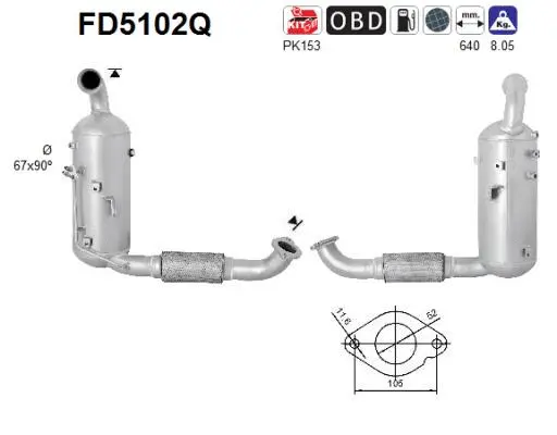 Soot/Particulate Filter, exhaust system (FD5102Q)