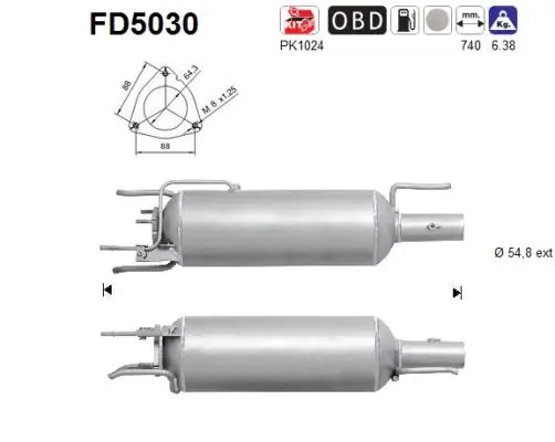 Soot/Particulate Filter, exhaust system (FD5030)