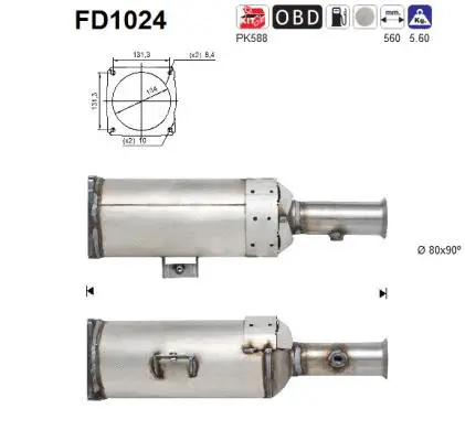 Soot/Particulate Filter, exhaust system (FD1024)
