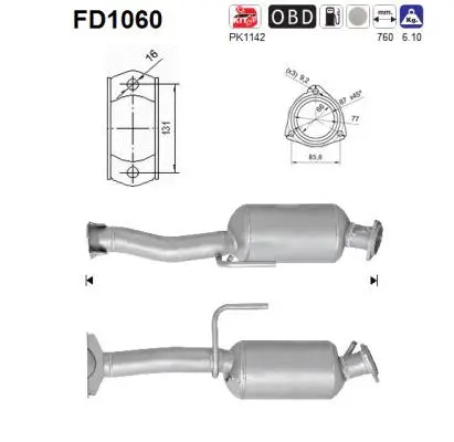 Soot/Particulate Filter, exhaust system (FD1060)