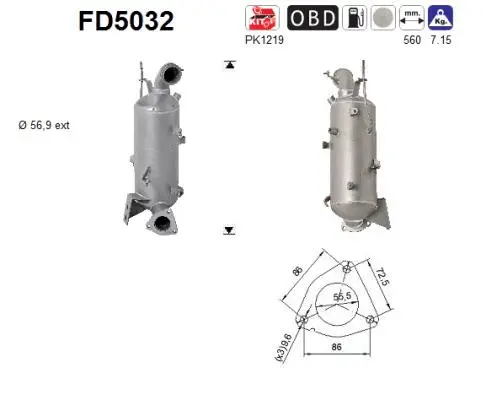 Soot/Particulate Filter, exhaust system (FD5032)