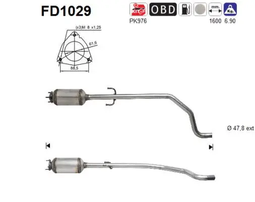 Soot/Particulate Filter, exhaust system (FD1029)