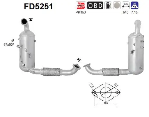 Soot/Particulate Filter, exhaust system (FD5251)