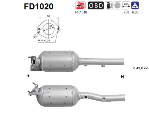 Soot/Particulate Filter, exhaust system (FD1020)