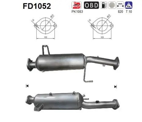 Soot/Particulate Filter, exhaust system (FD1052)