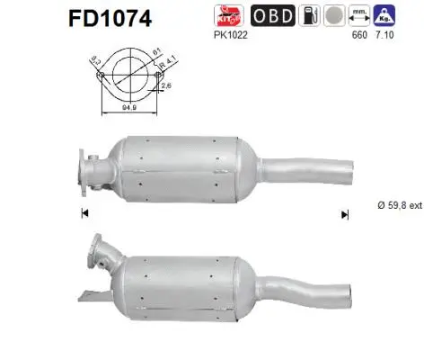Soot/Particulate Filter, exhaust system (FD1074)