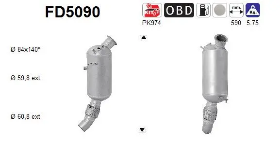 Soot/Particulate Filter, exhaust system (FD5090)