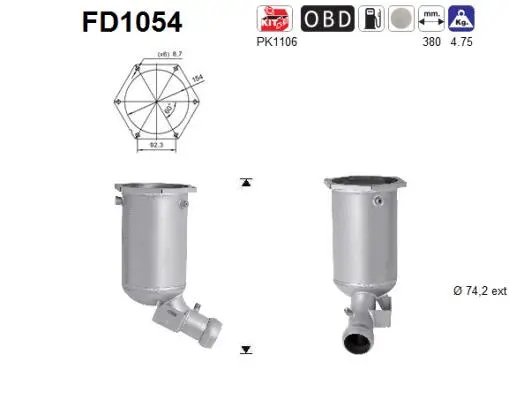 Soot/Particulate Filter, exhaust system (FD1054)