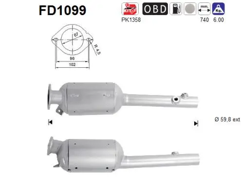 Soot/Particulate Filter, exhaust system (FD1099)
