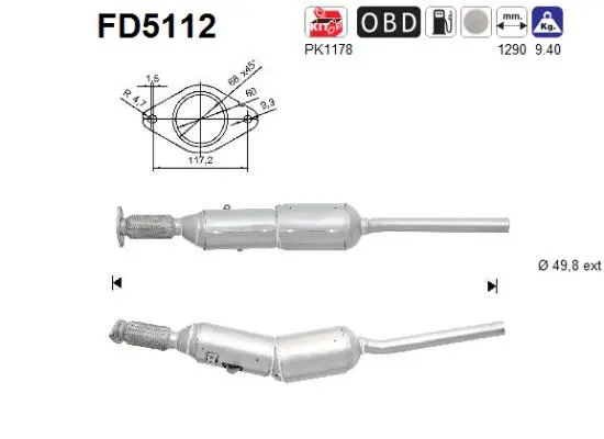 Soot/Particulate Filter, exhaust system (FD5112)