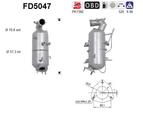 Soot/Particulate Filter, exhaust system (FD5047)