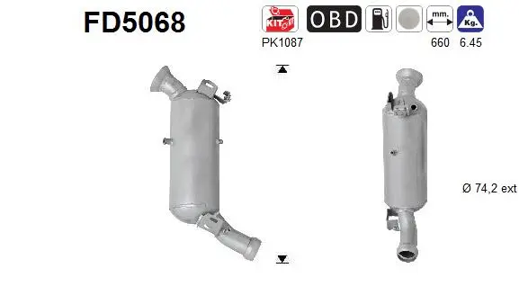 Soot/Particulate Filter, exhaust system (FD5068)