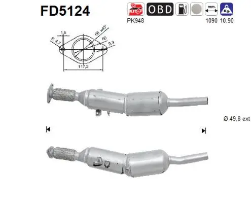 Soot/Particulate Filter, exhaust system (FD5124)