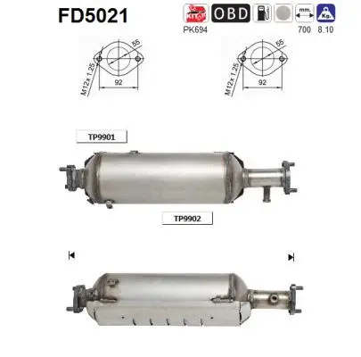 Soot/Particulate Filter, exhaust system (FD5021)